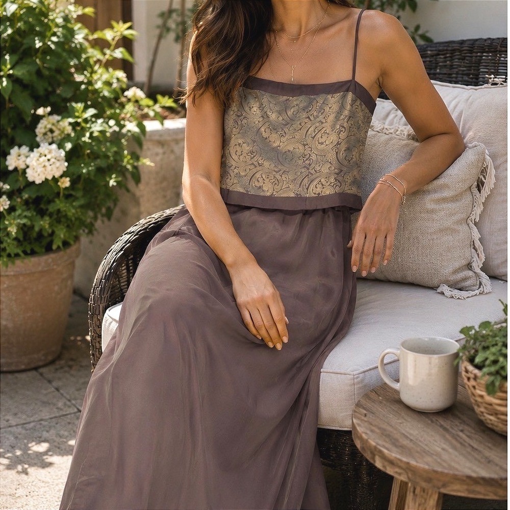 JS Collections Two Piece Skirt‎ Set Womens 14 Brown Gold Excellent Classic Chic